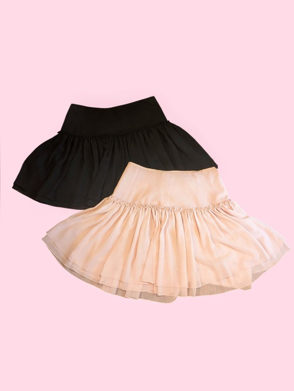 Vintage Banana Republic Pink & Black Skirt(s) Ruffle tiered pleated Bundle 4 - Picture 5 of 16